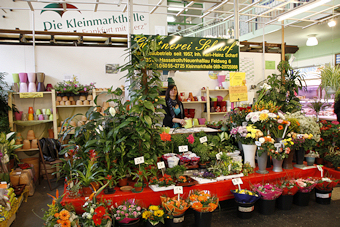 Verkaufsstand in der Frankfurter Kleinmarkthalle